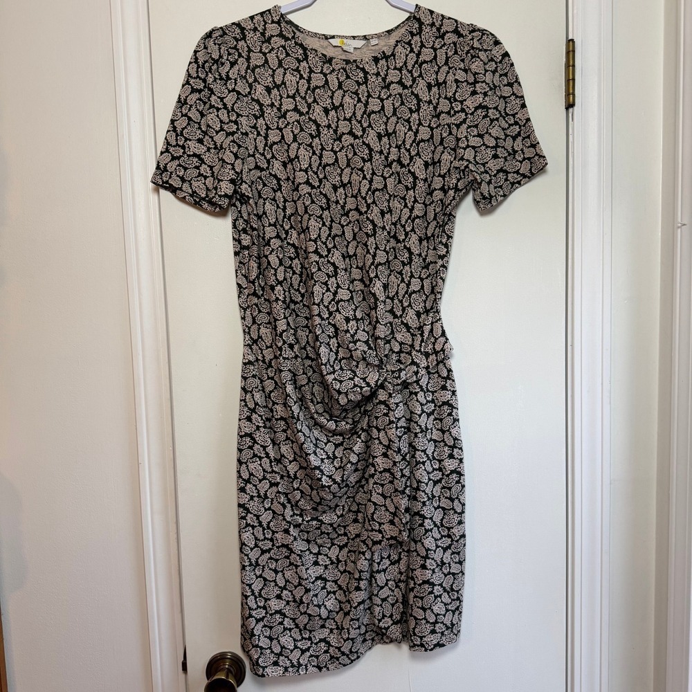 Boden Paisley Print Short Sleeve Ruched Waist Jersey Dress Womens US 6 UK 10